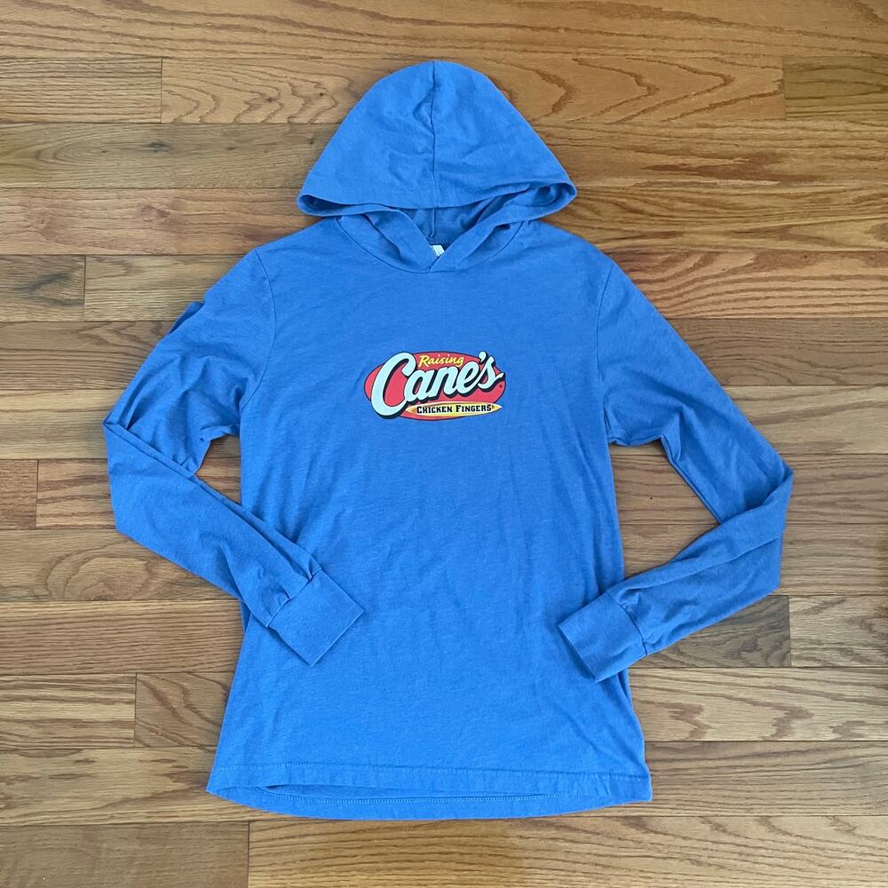 Raising Canes Hooded T Shirt Unisex Medium Royal Blue Long Sleeve Hoodie